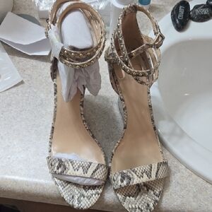 Tan High Heel Strappy Sandals